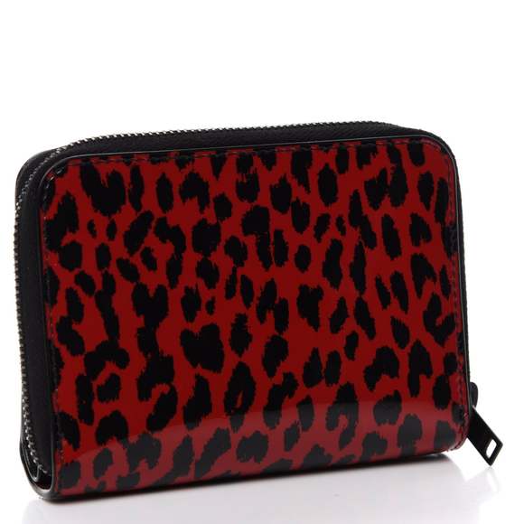 Saint Laurent Baby Cat Red Patent Leather Leopard Print Wallet - Picture 3 of 7